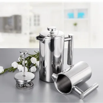 

350-1000ML Coffee Pot Coffee Tea Pouring Kettle Insulated 304 Stainless Steel French Presses Coffee Maker Double Layer Pot