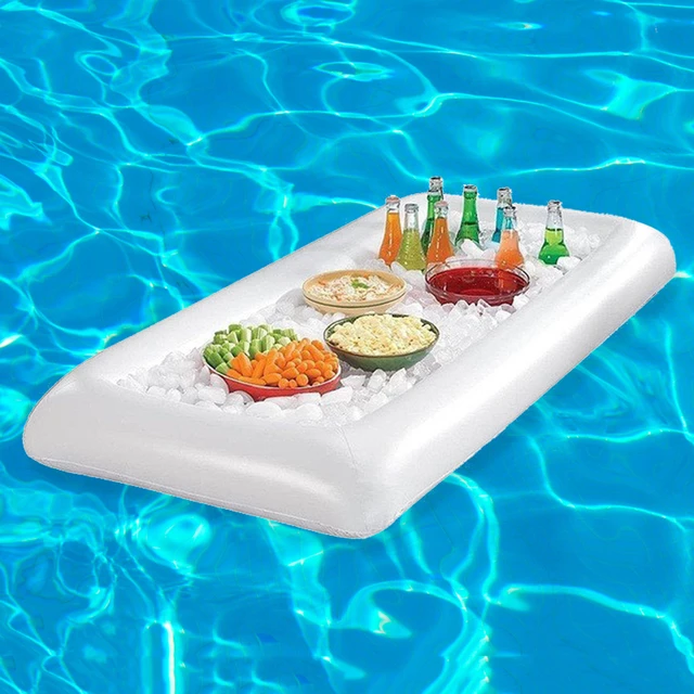 Summer Beach Barbecue Picnic Party Salad Plate Inflatable Water Ice Bar Pool Float Water Cup Food Drink Floating Row Holder 2