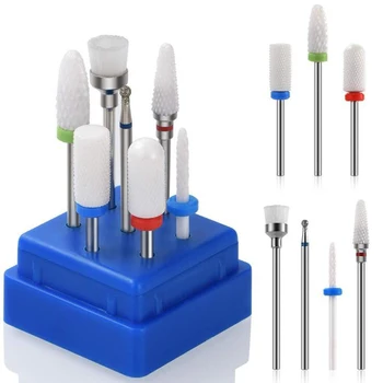 

7Pcs Ceramic Nail Drill Bits Set of Milling Cutter Nail Files Manicure Machine Nail Bits for Electric Drill Electric Accessories
