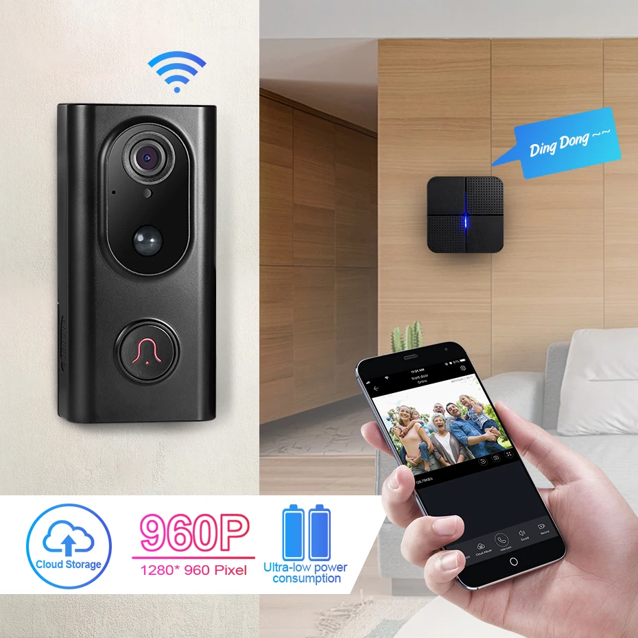KERUI L16 беспроводной видео дверной звонок Домашний домофон wifi умный 960P камера