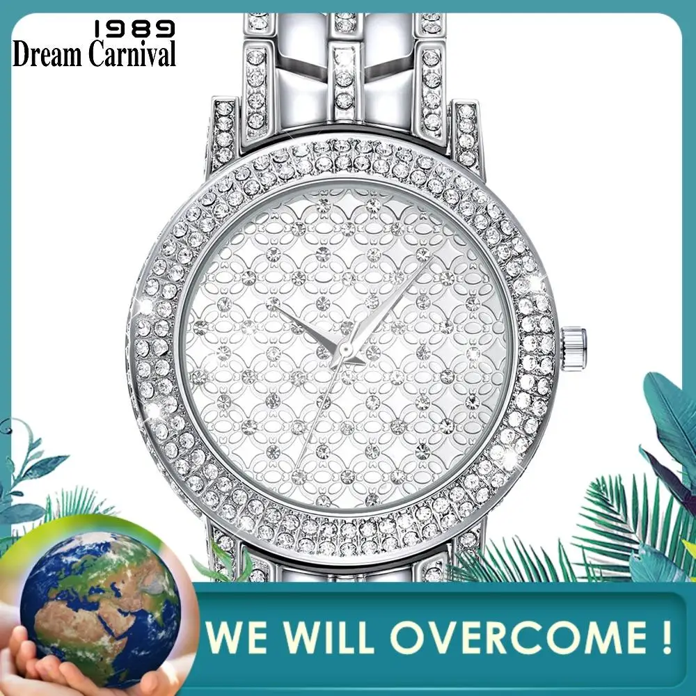 

DreamCarnival 1989 New Women Wrist Watch Bling Crystal Alloy Metal Bracelet Style Timepiece Elegant Party Quartz Clock A8340A