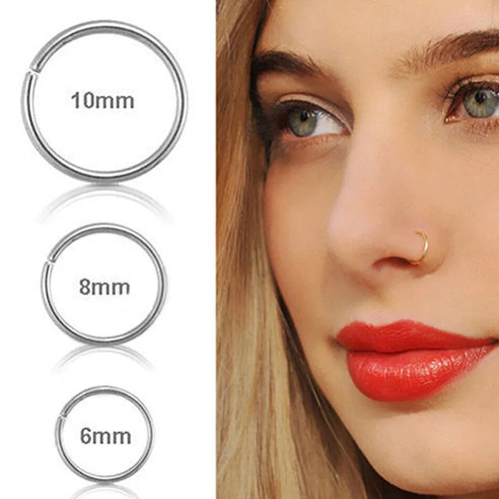 3pcs Stainless Steel Twist Circle Nose Ring Lip Tragus Piercing Daith