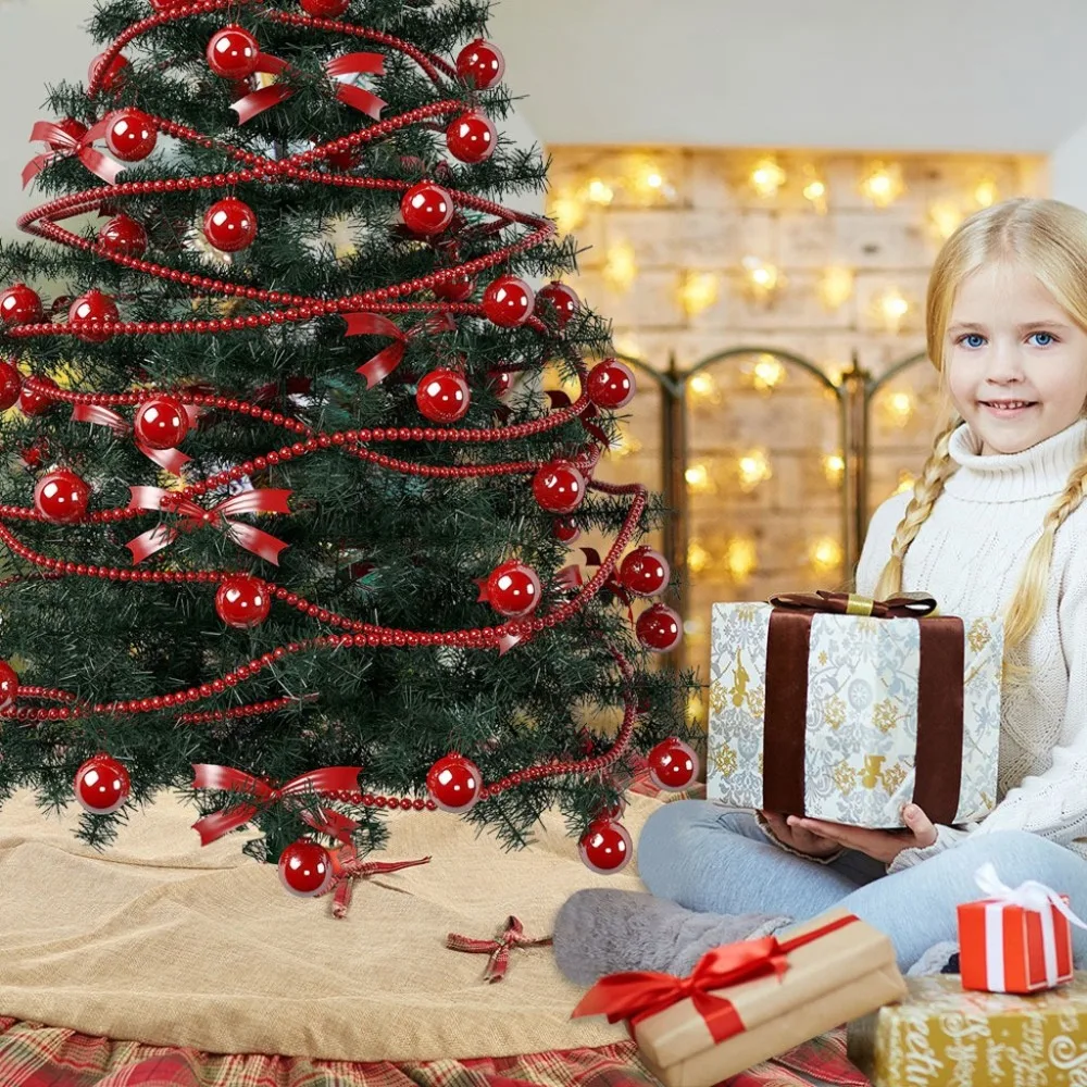 Christmas Tree Skirt 122cm Fabric Plaid Christmas Tree rug Bottom Ornament   (5)