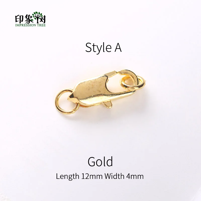 Style A Gold 1Pcs 1 шт. 14X5 12X4 мм металлические застежки Омаров коготь крючки с кольцами Наборы Серебряный, Золотой, родиевый пластины DIY Изготовление, поиск ювелирных изделий 11000 - Цвет: Style A Gold 1Pcs