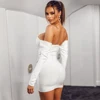 Party Dress White Off Shoulder Bodycon Dress Women Summer Sexy Long Sleeve Mini Club Celebrity Party Dresses 2