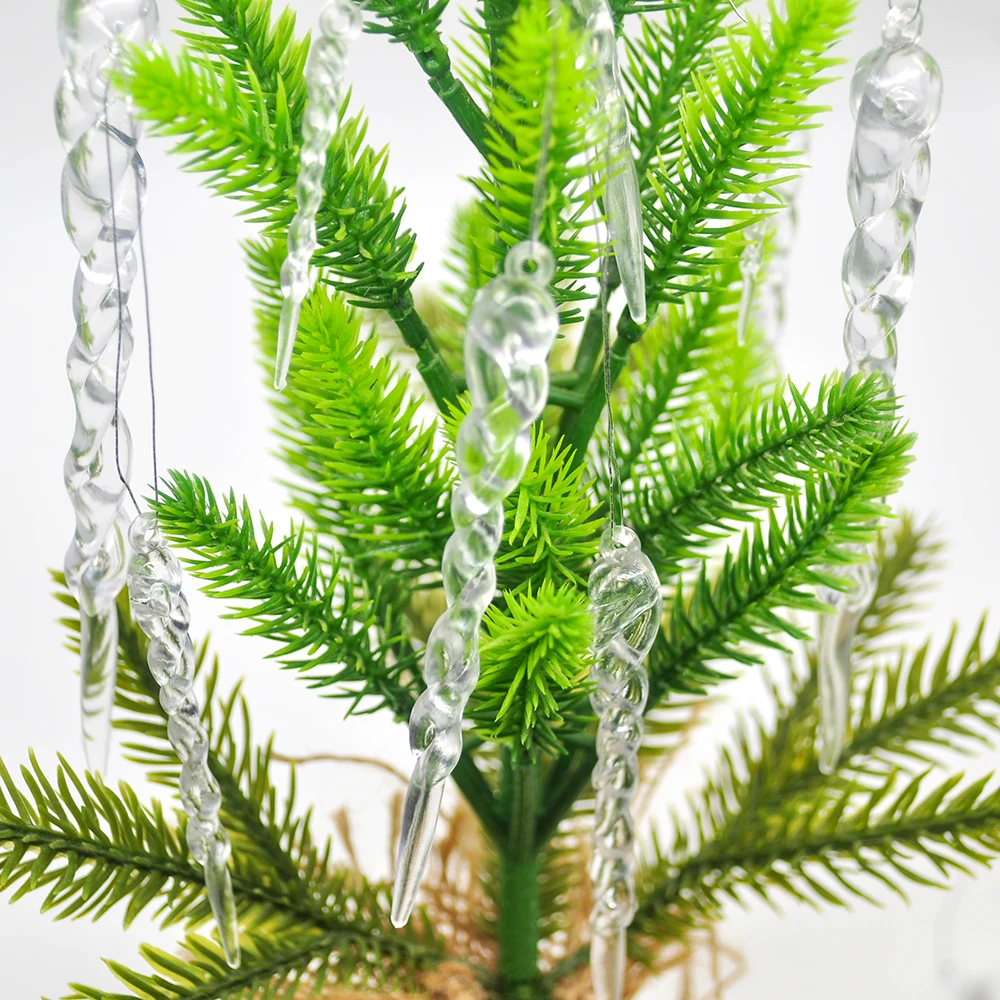12/24PCS Christmas Simulation Ice Christmas Tree Pendants Fake Icicles Winter Party And New Year Decorations Navidad