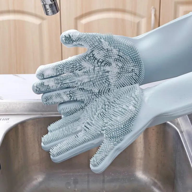 A pair Dishwashing Gloves Kitchen Household For Silicone Cleaning Scrubber Dish Magic Washing | Дом и сад