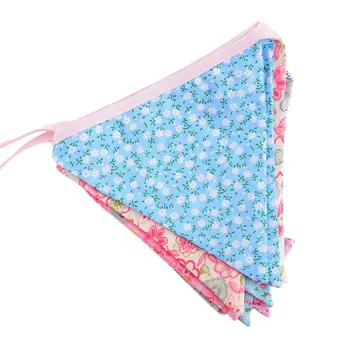 

12 Flags 3.2m Fashion Cotton Fabric Bunting Pennant Flags Banner Garland Personality Birthday Home Party Decoration Accessories