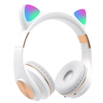

Head-Mounted Cat Ear Headphones Folding Stereo Wireless Sports Headset Hifi Sound Quality High Transmission Speed