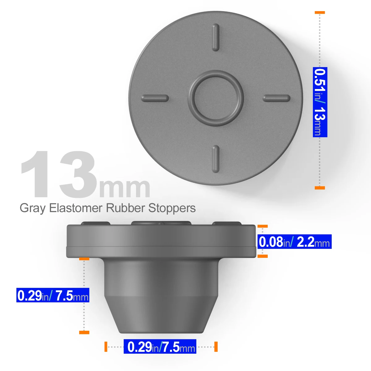 Butyl Stoppers Mushroom 13 MM 50 pcs For Glass Vial and Liquid Culture Jars Can Be Sterilized by Steam and Repeated Used chemistry condenser
