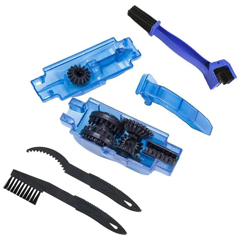 Top Bike Chain Scrubber, 4-Piece Portable Mountain Bike Chain Washer Cleaner Tool Quick Bicycle Clean Brush Kit for Cycling Bike, Ro 1