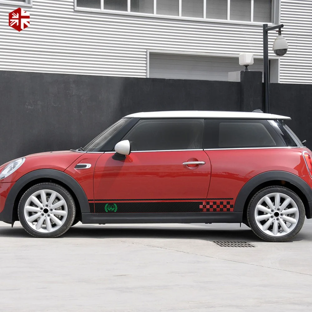 2 Pcs 60th Anniversary Styling Car Door Side Stripes Sticker Body Decal For MINI Cooper S F54 Clubman F55 F56 F57 F60 Countryman