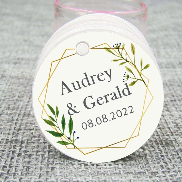 circulares personalizadas para boda, etiquetas de con agujero, texto o logotipo, 38/50mm, 100 unids/set _ Mobile