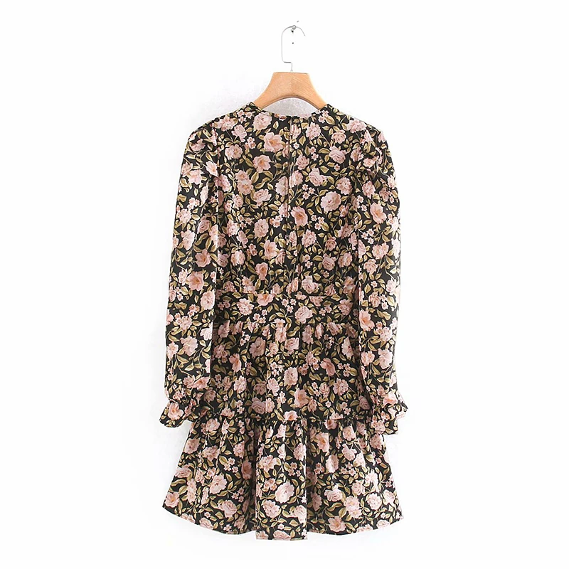 

za 2019 women dress floral print o-neck midi summer dress casual vestidos mujer