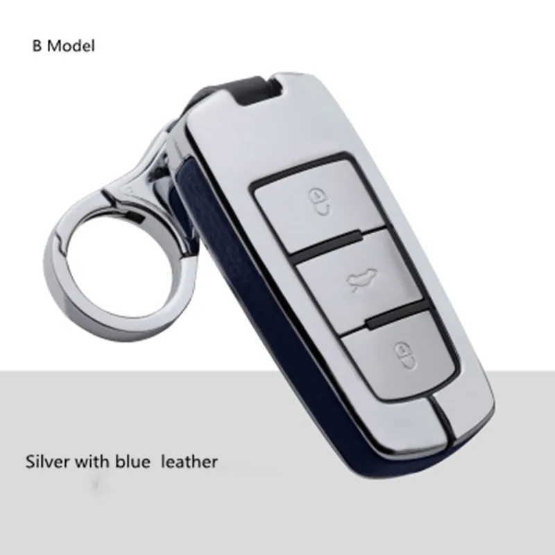 Сплав дистанционного ключа автомобиля Стайлинг Обложка для Volkswagen VW Magotan Passat B8 Skoda A7 Fob кожа Сумка Чехол держатель автомобиля Стайлинг - Название цвета: 8