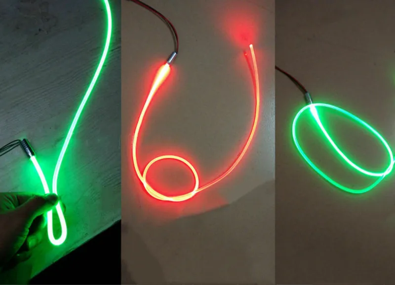 2M 3mm(Dia.)optic fiber Cable Side glow w/Mini 12V Light Illuminator LED Aluminum light Source Engine Home Car Atmosphere DIY