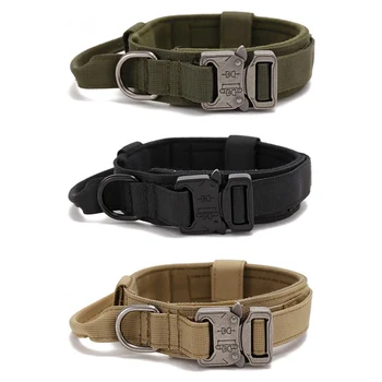 

Dog Collar Adjustable Military Tactical Pets Dog Collars Leash Control Handle Training Pet Cat Dog Collar For Small Large Dogs