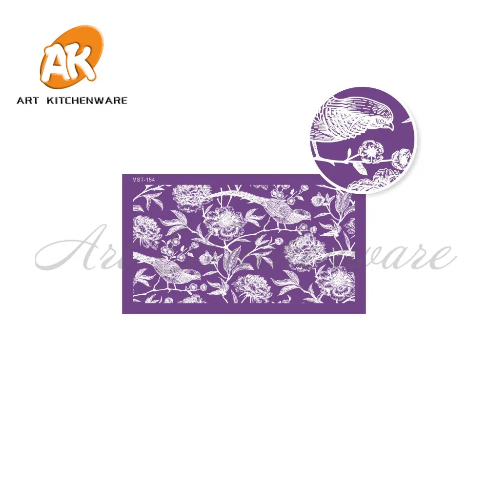 ИВОЛГА, птица и цветок сетчатый трафарет торт трафарет свадебный торт украшения инструменты Мягкая ткань трафареты для помадки торт форма пекарня