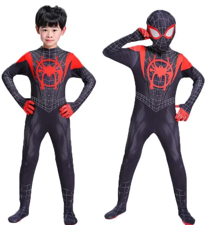 Miles Morales костюм Человека-паука с 3D принтом Косплей-костюм супергерой зентай Человек-паук для взрослых мальчиков