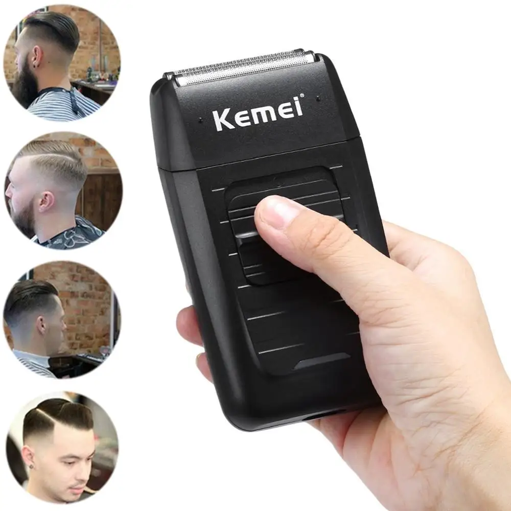 Kemei аккумуляторная электрическая Беспроводная Бритва с двумя лезвиями, возвратно-поступательная Бритва для бороды