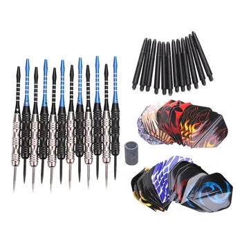 

12 Pack Steel Tip Darts Set 22 Grams with Nonslip Iron Barrel- Aluminum Dart Shafts and 8 Style Flights + Darts Sharpener +a Bea