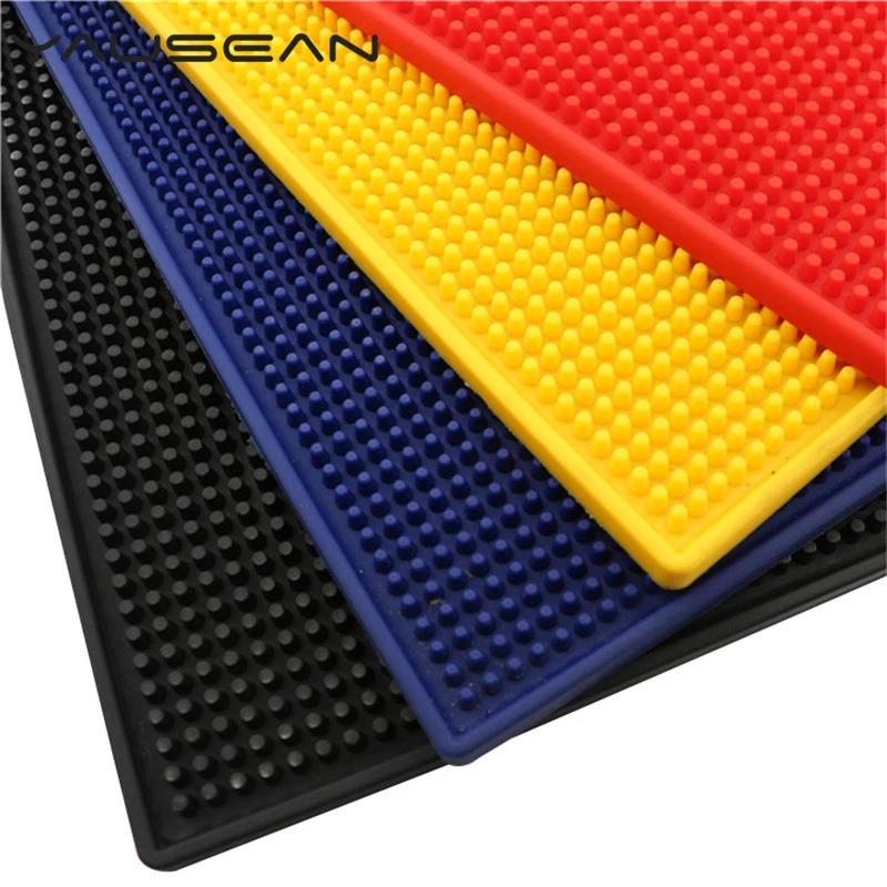 

2019 Thicken PVC Bar mat rubber pad Black anti-slip coaster Beer Bar placemat Table Water Proof Mats Kitchen Tools Accessories