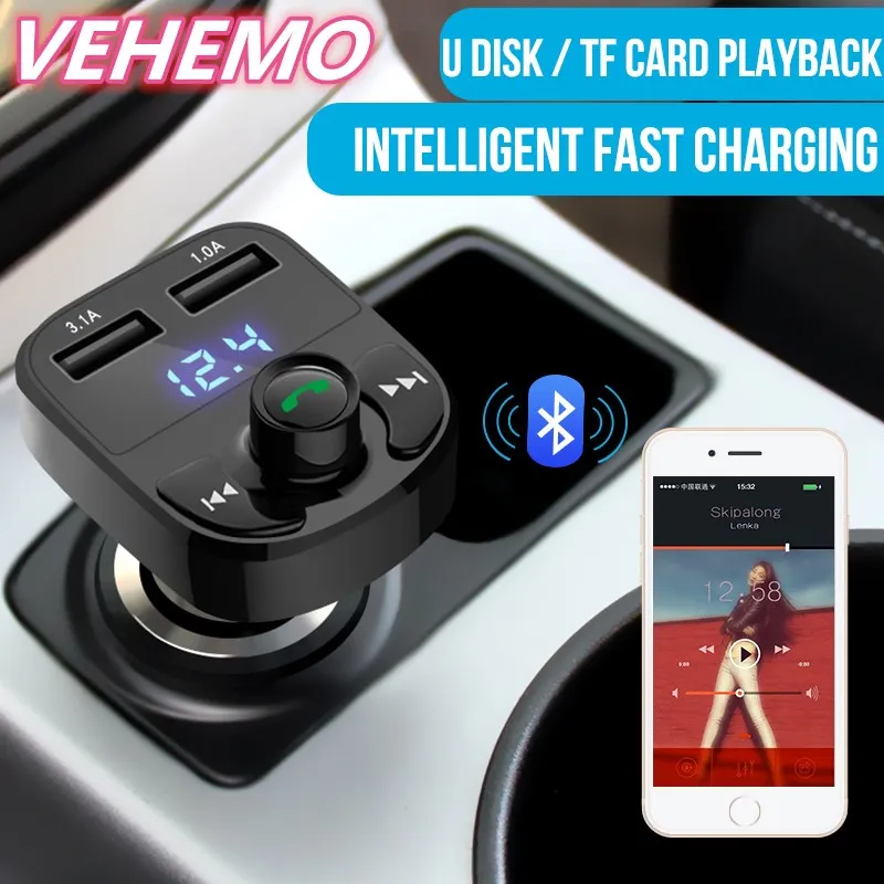 Двойной USB Bluetooth Fm передатчик Смарт Зарядное устройство автомобиля Bluetooth для громкой связи Bluetooth гарнитура для Авто 12 V-24 V 3.1A Авто Радио адаптер Bluetooth автомобильный набор, свободные руки