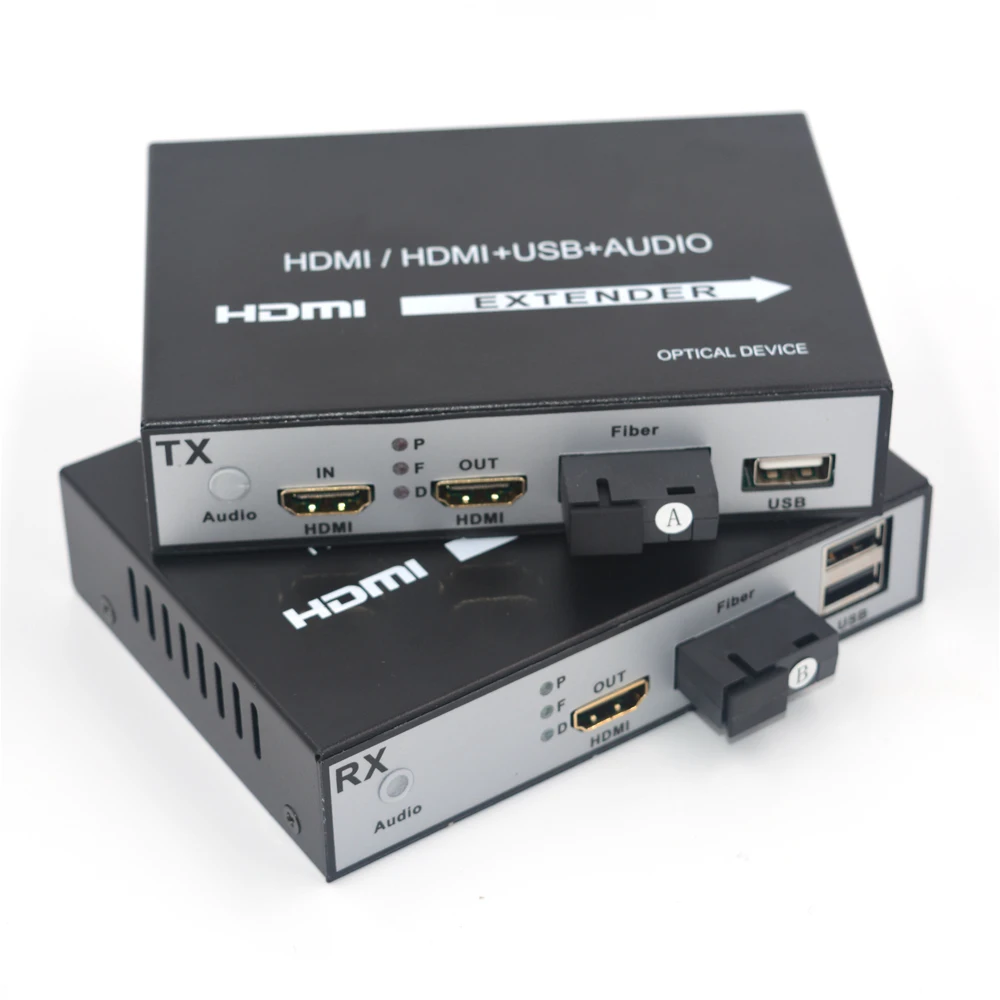 Высокое качество HDMI удлинитель, HDMI через Волоконно-Оптические медиаконвертеры с KVM USB2.0 и петлей, HD 1080p HDMI через волокно до 20 км