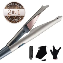 Профессиональные щипцы для завивки и выпрямления волос, 2 в 1, Керамический выпрямитель для завивки волос, щипцы для завивки волос для всех типов волос