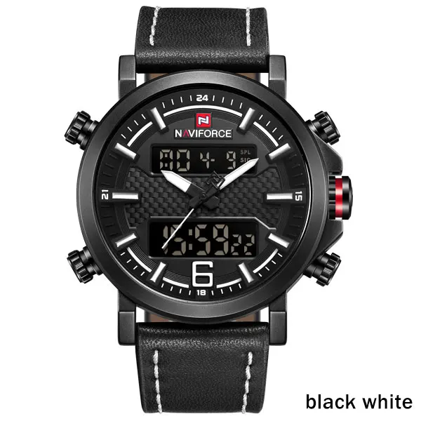 NAVIFORCE Top Luxury Brand Military Quartz Mens Watches LED Date Analog Digital Watch Men Fashion Sport Clock Relogio Masculino - Цвет: BWB