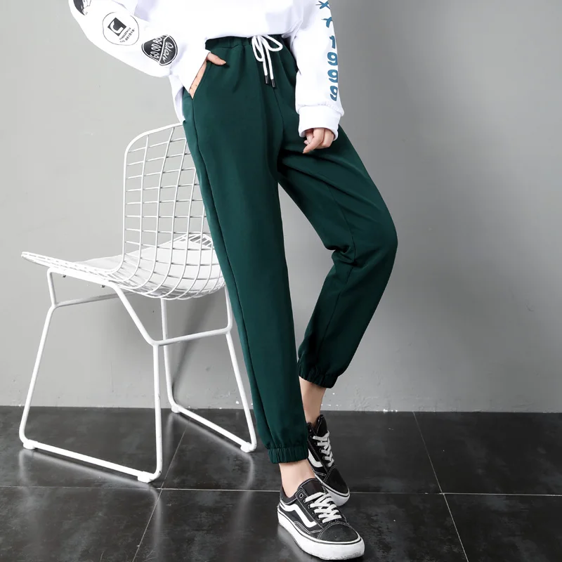 Lady Korean Casual Sports Pants Women'S Loose Autumn 2023 New Slim Legged Bloomers Nine Point Harlan Black FemaleTrousers fashion spring new zipper stretch pants women red casual pants harlan jeans women black jean femme summer denim pant white137