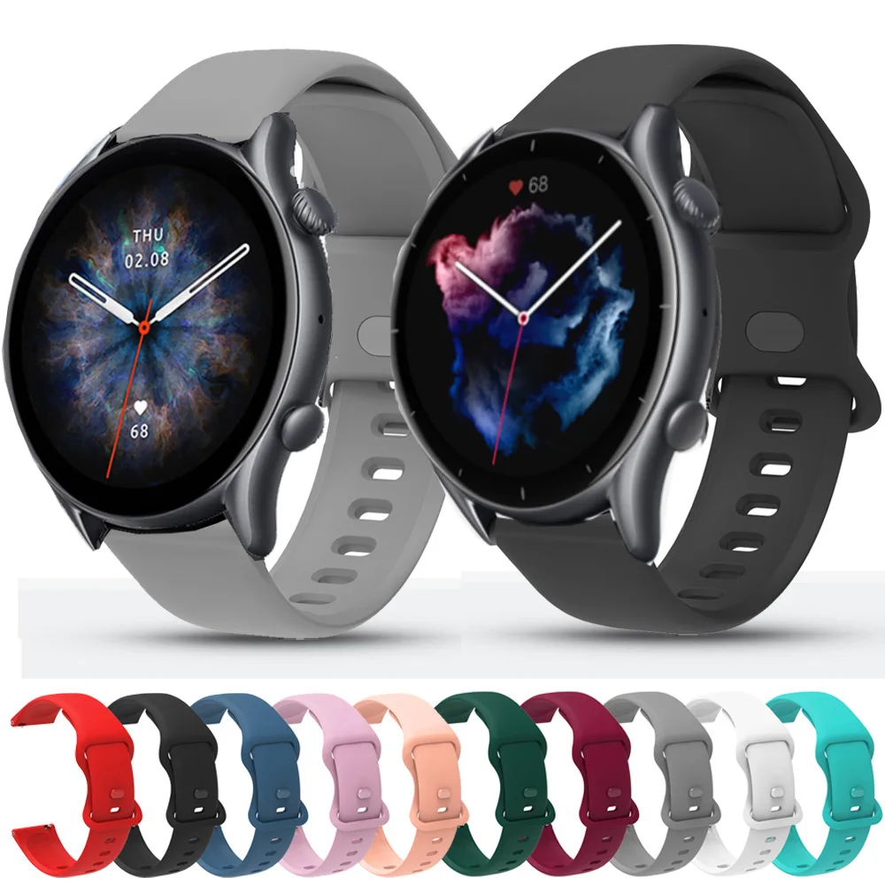Ремешок силиконовый для Huami Amazfit GTR 3 Pro GTR3 сменный Браслет наручных часов 22 мм