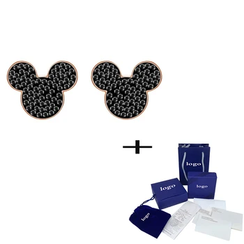 

Exquisite Mi Mouse Pierced Earrings Black Rose Gold Simple Ladies Send Lover Fashion Jewelry Romantic Gift