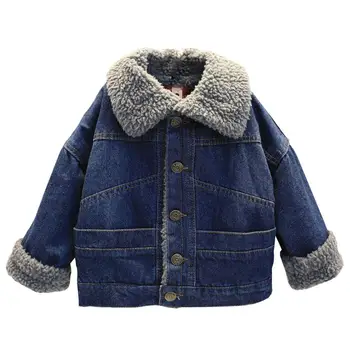 

Toddler Kids Baby Winter Thick Denim Jacket Children's Autumn And Winter Cotton Coat Fashion Long Sleeve Clothes