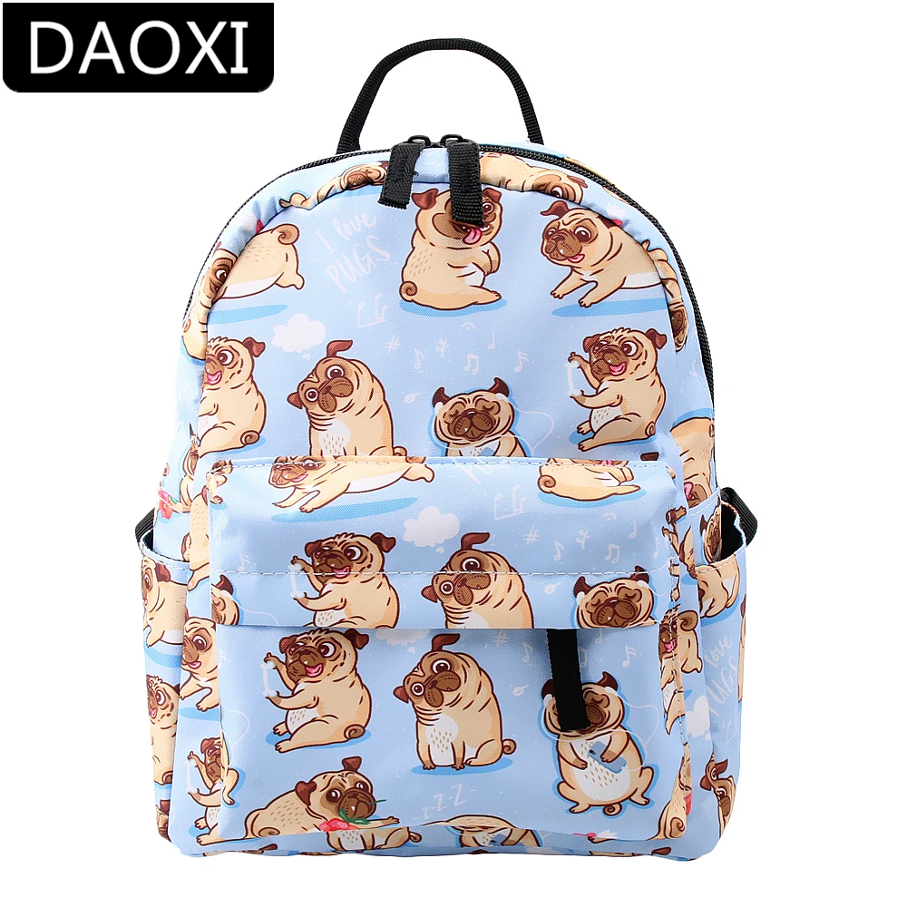 

DAOXI Cute Pug Mini Backpack for Girls Waterproof Shoulder Bag Teenager Small Backpack Flowers Gift DXMNSB-5