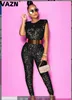 VAZN Hot Sale Sexy O-neck  Sequins Glitter Office Lady Women Sleeveless Banquet Party Beach Jumpsuits Full Pant Bandage Rompers ► Photo 2/6