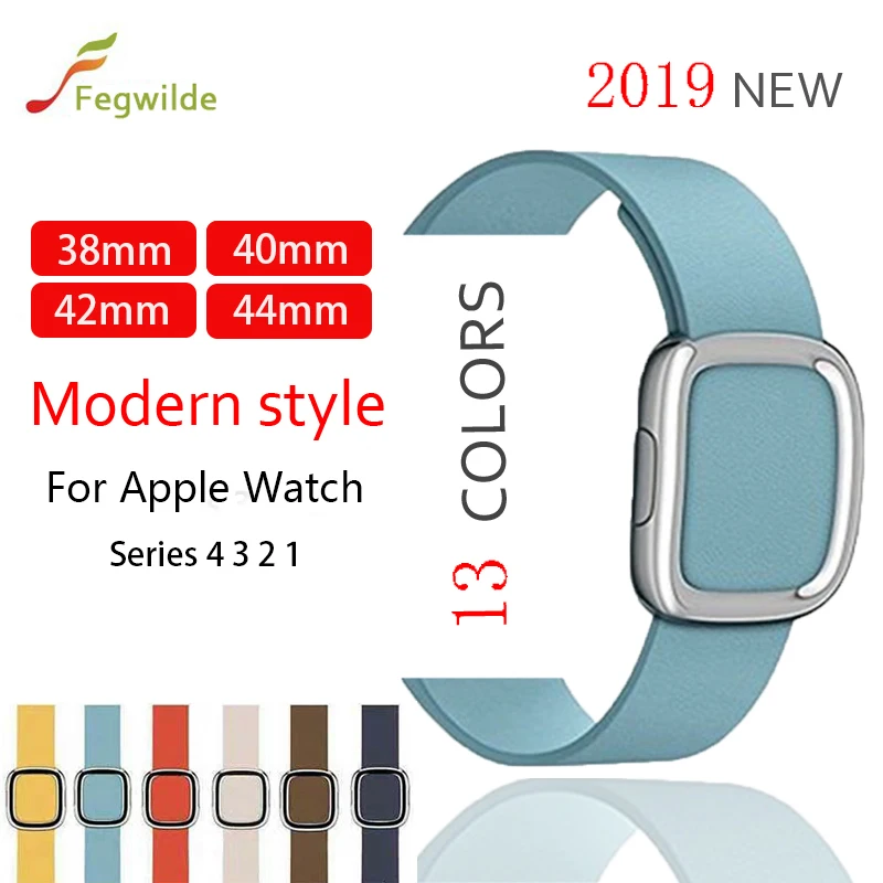 Online Strap für apple watch band 4 44mm 40mm iwatch 5 4 3 Moderne Schnalle Echtem Leder schleife band 42mm 38mm armband uhr Zubehör
