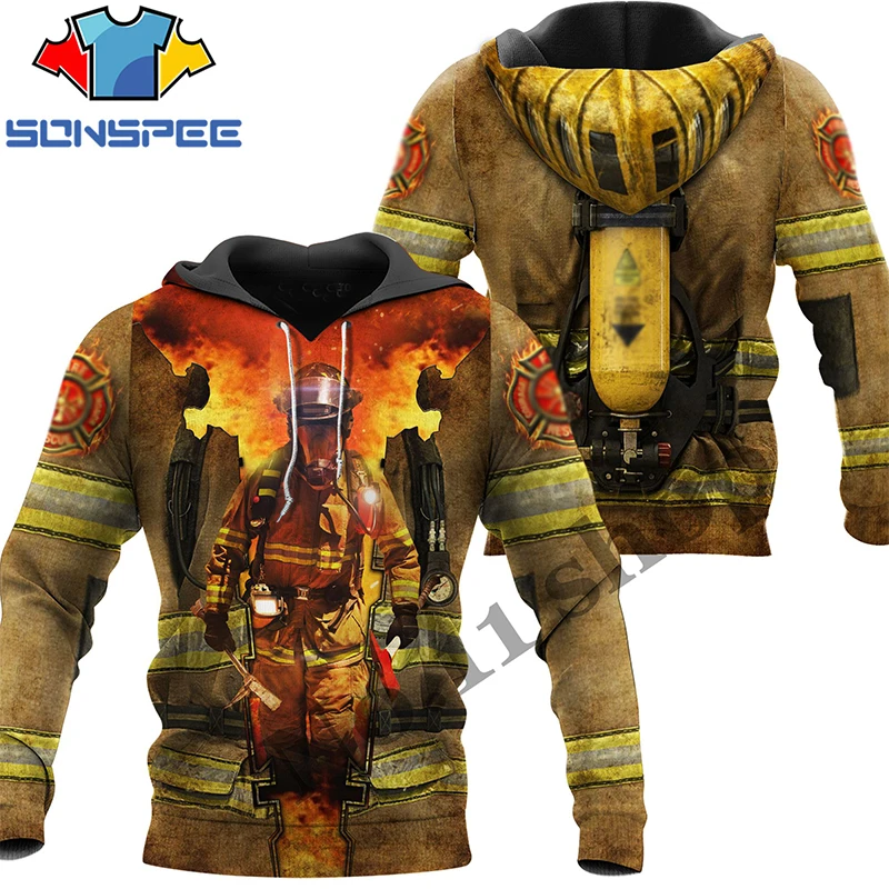 Firefighter Suit Fireman Superhero Hoodies Men's 3D Print Women Clothing Hoodies Cosplay T Shirts Fire Service Suit Sweatershirt
