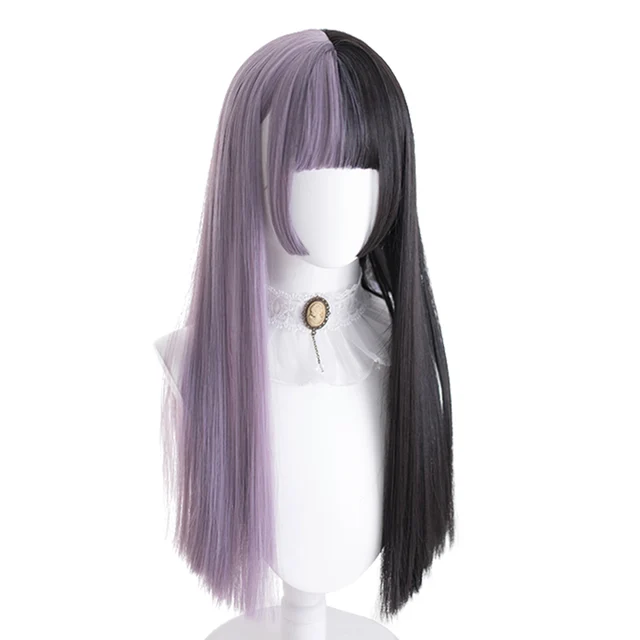 Meifan Half Black Half Pink Cosplay Anime Long Straight Party Women Heat Resistance Synthetic Costume Ombre Hair Wig Aliexpress Hair Extensions Wigs
