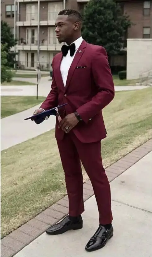 Burgundy Wine Red Men Suits for Wedding 
