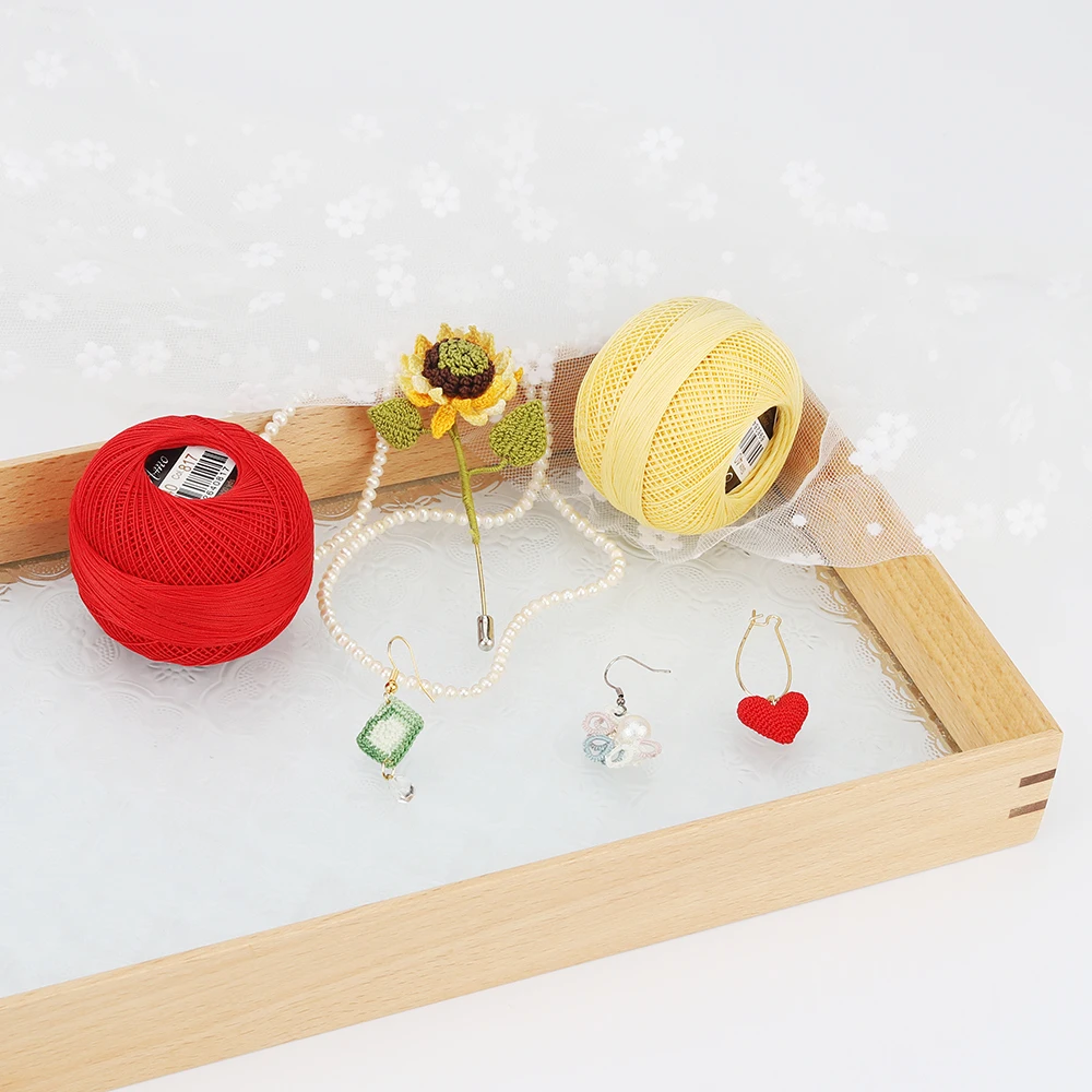 Crochet Yarn 53 Colors Cotton Pearl Thread Size 40 100% Egyptian Long Staple Cotton gassed double mercerized Tatting Knitting Crochet300Yards