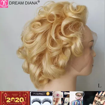 

DreamDiana Malaysian Wavy Wig 150 Density Blond Wig 13x4 Lace Front Wig #613 30 Two Tones 100% Remy Hair Ombre Human Hair Wigs