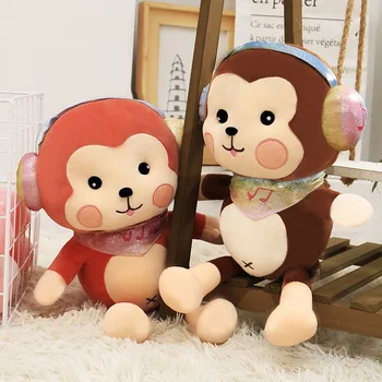 

Headphones Monkey Plush Toy Stuffed Animal Cute Monkey Doll Toys Plush Pillow Children Toy Girls Birthday Gift