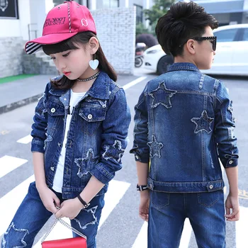 

Children Clothing Sets Spring Autumn School Girls Boys Outfits Cotton Denim Jacket +Pants Kids 2PCS/ set Clothes 6 8 10 12 Year