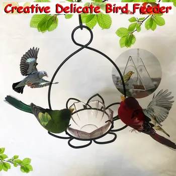 

Clear Glass Window Bird Feeder Hanging Table Seed Peanut Hanging Suction Alimentador Adsorption Bird Feeder With Roof #N