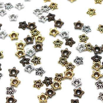 

Tibetan Silver Plated Beads Caps 100/200pcs 6mm Metal small Bead Caps For Jewelry Making Charms Flower Bead End Caps