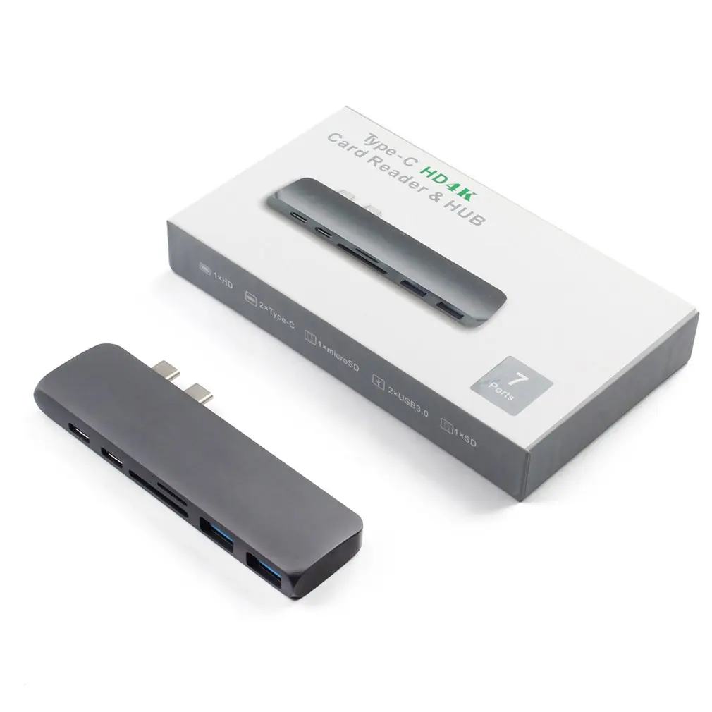 Двухпортовый Usb C концентратор 4K Hdmi адаптер Thunderbolt 3 Dual Usb 3,1 тип данных C концентратор Tf Sd Pd адаптер для Macbook