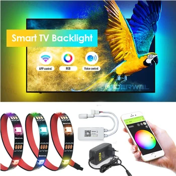 

5m 5050 RGB Strip light Individual Addressable WS2811 IC Pixel WIFI Strip Light Lamp Alexa google Programmable DC 12V Power