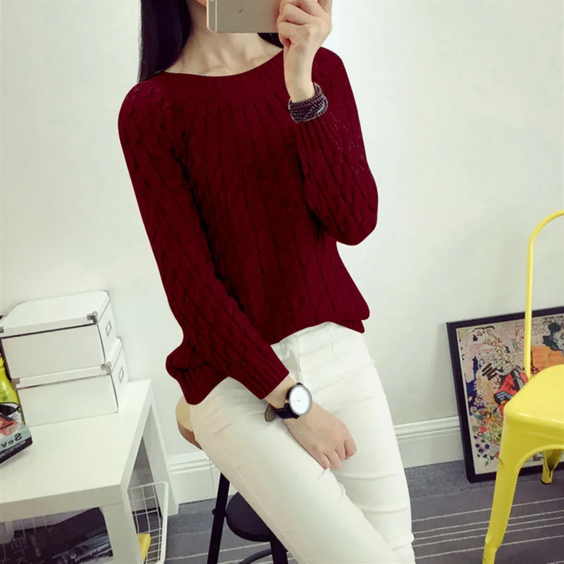 NIBESSER осенний женский свитер с длинным рукавом, корейский стиль, пуловер с круглым вырезом, вязаный джемпер, яркие цвета, Однотонный свитер, топы
