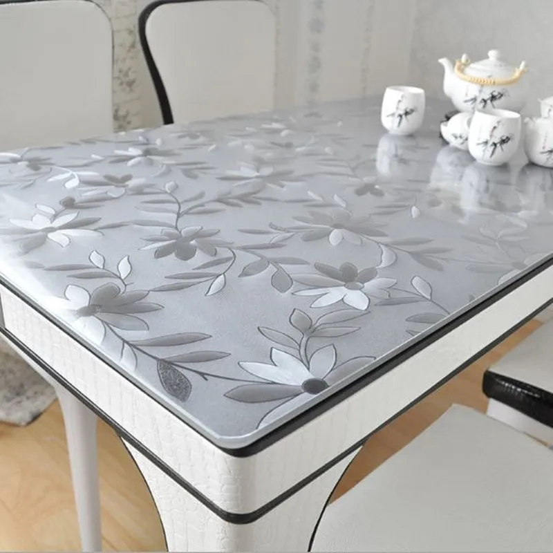 

1.0/1.5mm Table Cloth Waterproof Oil-proof PVC Transparent Flower Tablecloth Rose Table Cover Mat Kitchen Soft Glass Cloth